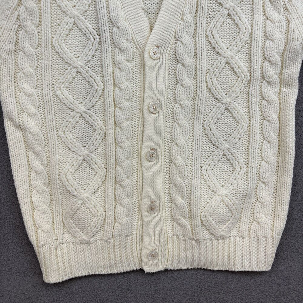VTG Richman Brothers Sweater Mens Chunky Cable Knit Cardigan 70s Size Medium M - Picture 8 of 16